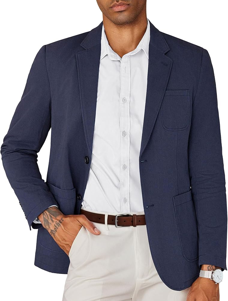 COOFANDY Mens Casual Blazer Cotton Sport Coat Regular Fit Suit Jacket Two Button Blazer Jacket