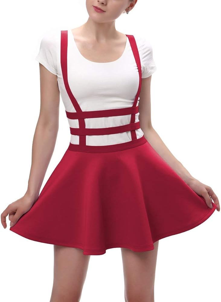Urban CoCo Womens Elastic Waist Pleated Short Braces Skirt