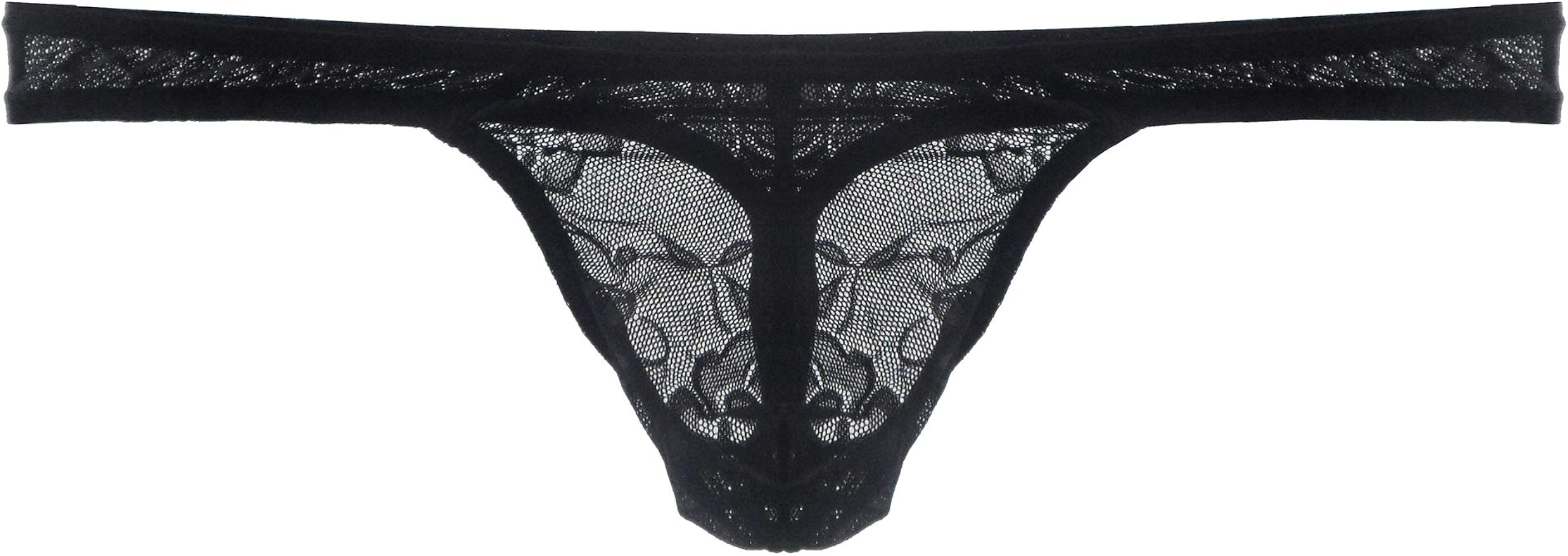 Mens Lace Thong Underwear Low Waist Panties Mesh G-String Briefs