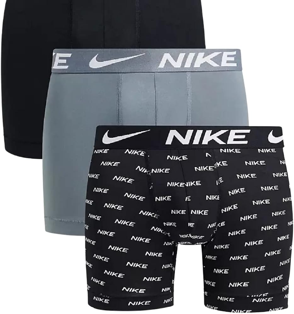 Nike Essential Micro Boxer Brief, Dri-FIT 3Pk, Nike Logo Print/Cool Grey/Black, XX-Large