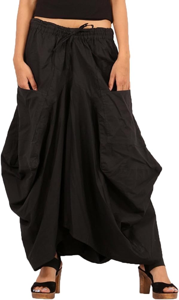 SARJANA HANDICRAFTS Women Cotton Solid Pockets Skirt Hippie Afghani Ethnic