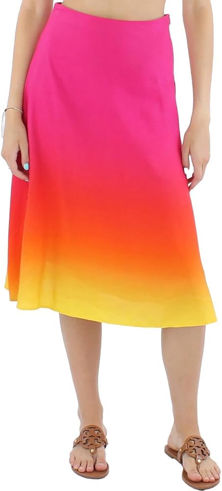 Lauren Ralph Lauren Womens Ombre Mid Calf Midi Skirt Pink 6