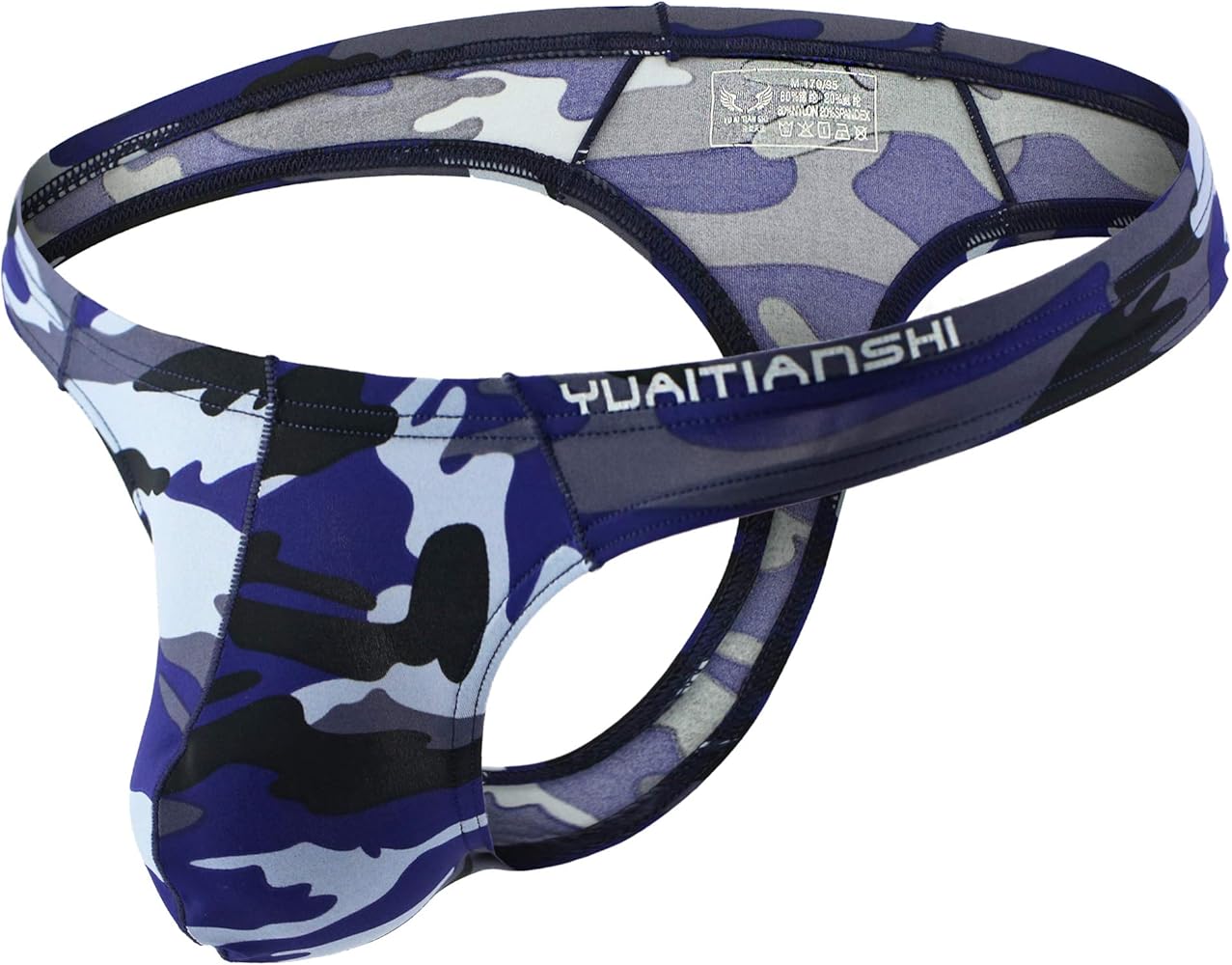 MuscleMate Men's Camouflage Thong Underwear, Men's Hot Camouflage Thong G-String Underwear, Stretchy and All-day Comfort.