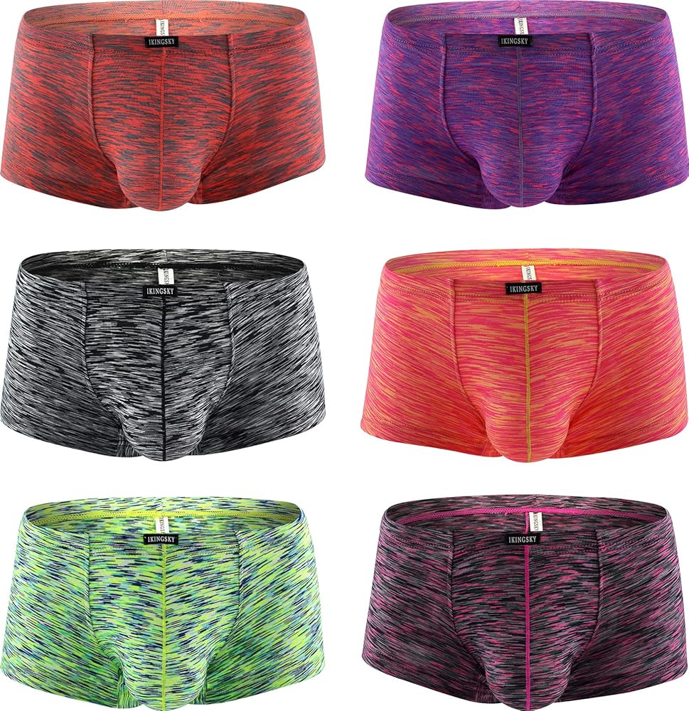 IKINGSKY Men's Pouch Boxer Briefs Stretch Shorts Underwear Colorful Bulge Trunk Underpanties