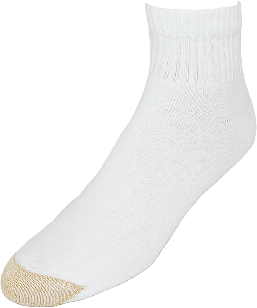 Gold Toe Cotton Cushion Big & Tall Ankle Socks 6-Pack One Size, White