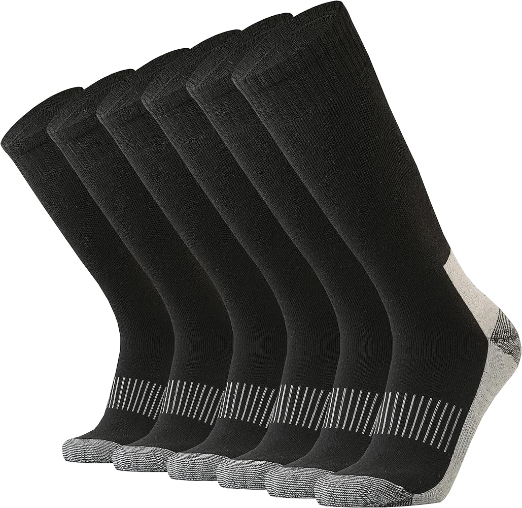 ONKE Men's Cotton Cushion Over the Calf Socks Heavyweight OTC Knee High Steel Toe Western Work Boots Thermal Warm All Seasons