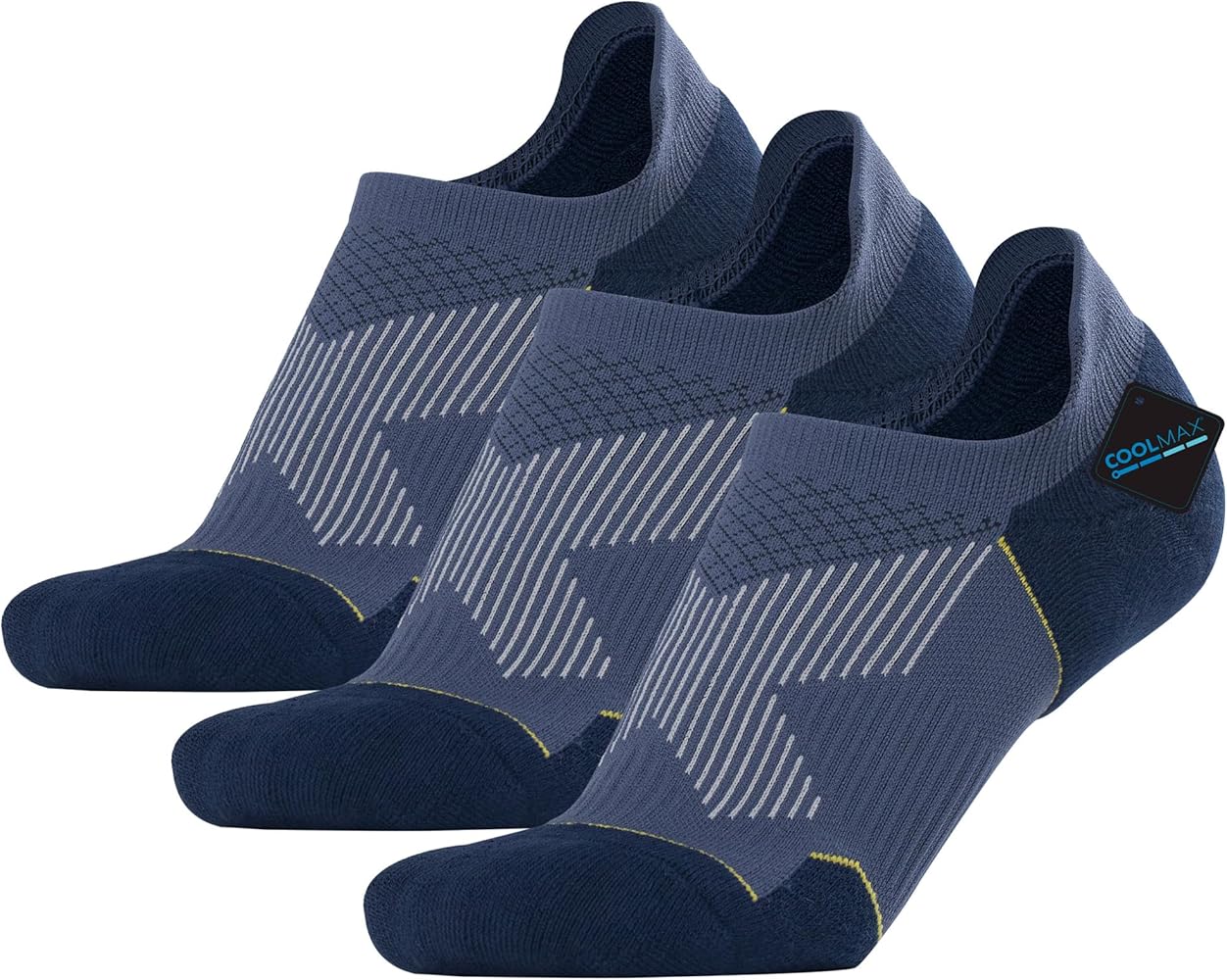 BRISIRA Bamboo Viscose Coolmax Compression No Show Socks Men Cushioned Moisture Wicking Anti Blister Athletic Low Cut Socks