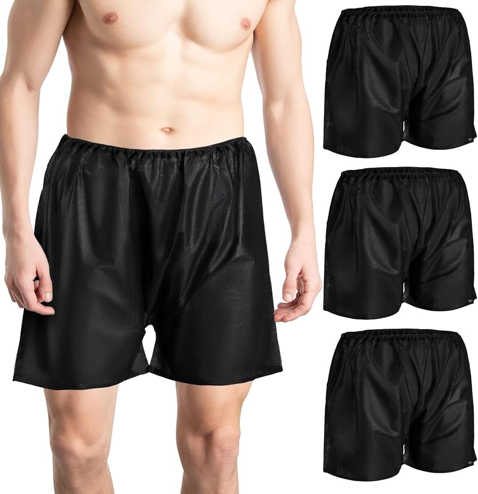Noverlife 50PCS Disposable Men Boxer Shorts, Non Woven Male Underwear Patient for Travel Massage Individually Wrapped