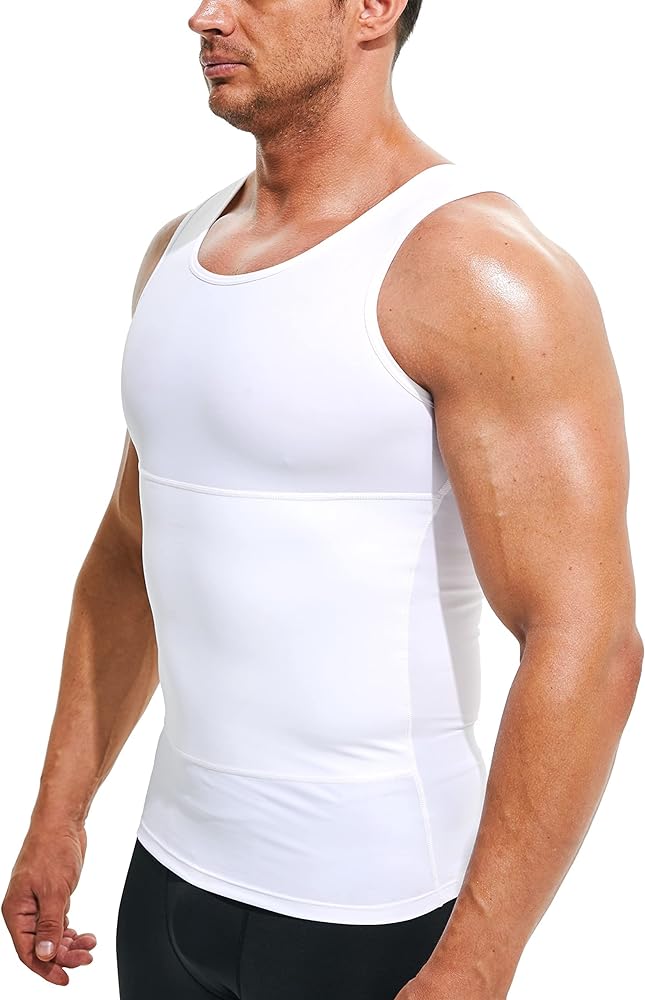 Mens Compression Shirt Slimming Undershirt Body Shaper Vest Workout Tank Tops Shapewear Abs Abdomen