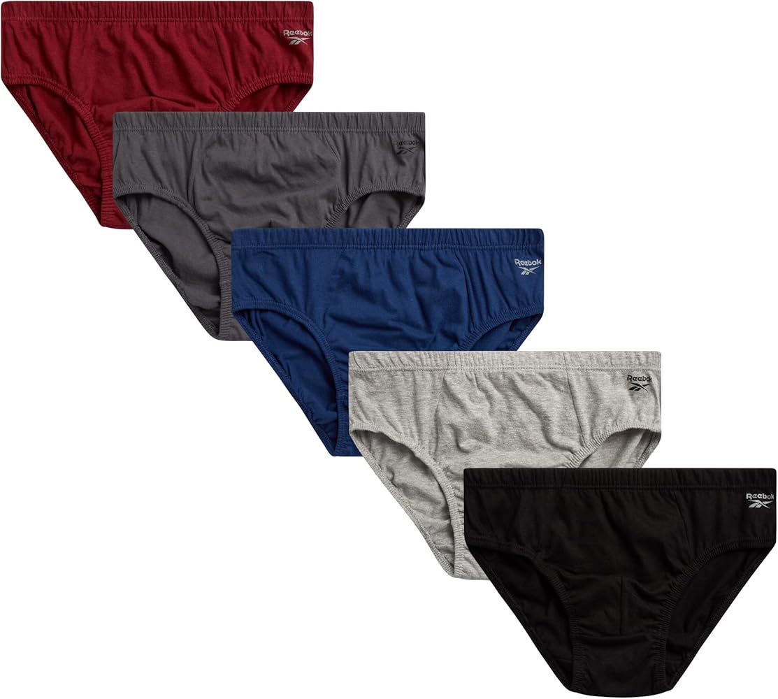 Reebok Men's Briefs - 5 Pack Soft Stretch Low Rise Mens Briefs with Contour Pouch - Classic Underwear Briefs for Men (S-XL)