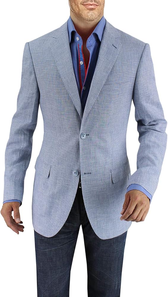 DTI BB Signature Men's Two Button Linen Blazer Modern Fit Jacket