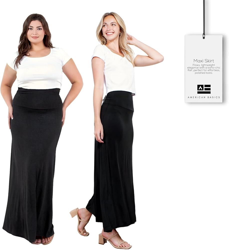 Azules Maxi Skirt- Elegant Long Flowy Soft Boho Skirts (Standard & Plus Size)