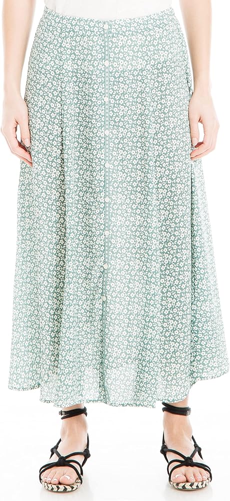 Max Studio Women's Poly Crepe Maxi Skirt with Buttons