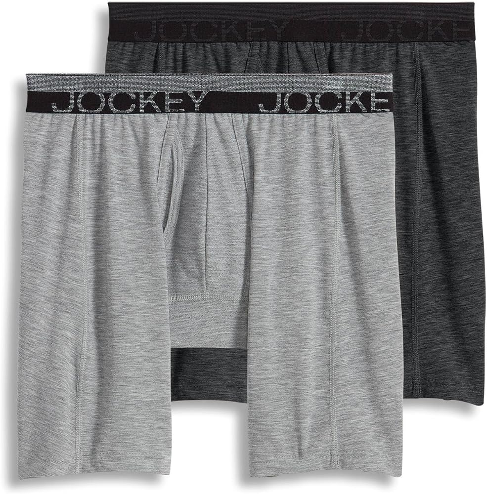Jockey Men's Underwear Sport Outdoor Midway Brief - 2 Pack, dark grey heather/light grey heather, M