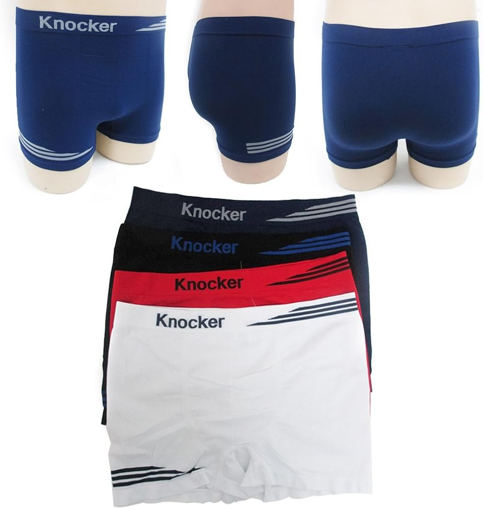 3 Pack Men Seamless Boxer Briefs Knocker Microfiber Underwear Comfort One Size Blue