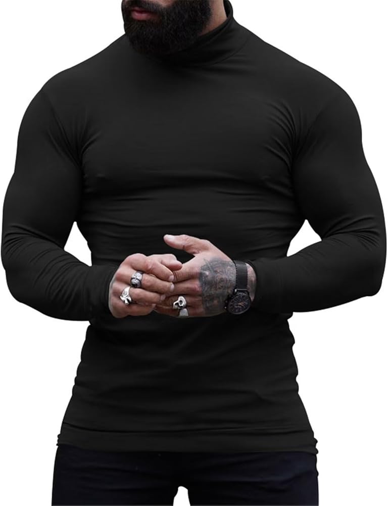 Men's Mock Turtleneck Shirts Long Sleeve Sweater Thermal T-Shirts Slim Fit Undershirt Pullover Tops