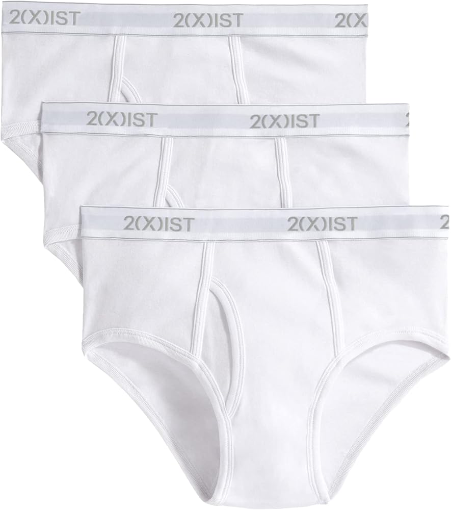2(X)IST mens Essential Cotton Fly Front Brief 3-pack