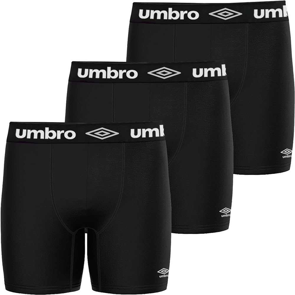 Umbro Cotton Men’s Boxer Brief – 3 Pc Pack, Men’s Underwear Boxer Briefs, Soft & Comfortable Waistband, Anti-Chafing (US, Alpha, Medium, Regular, Regular, Black)