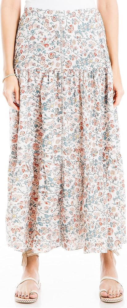 Max Studio Women's Button Front Tiered Midi Skirt