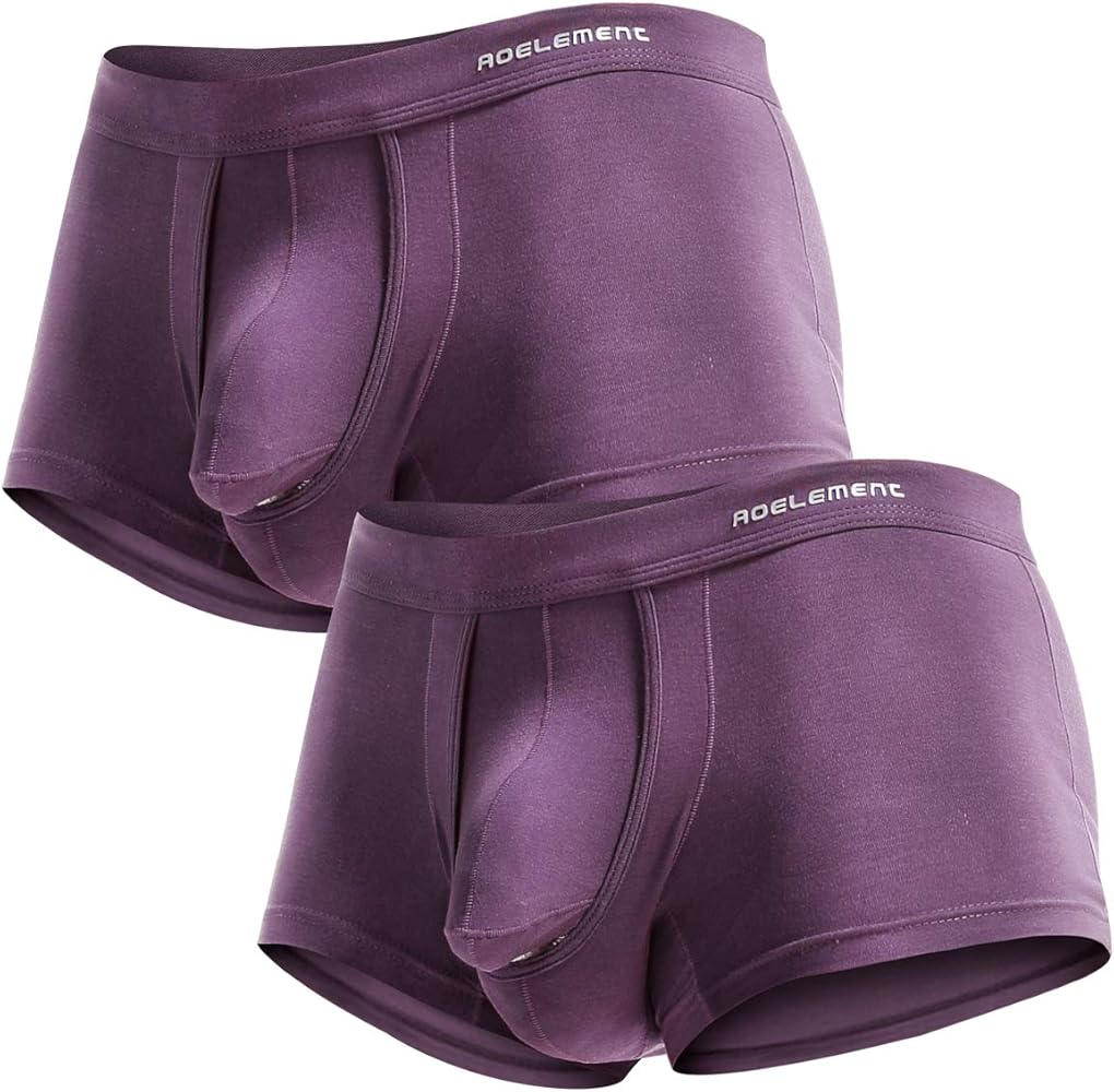 Men's Underwear Modal Boxer Briefs Lightweight Turnks Tagless Underpants with Separate Pouch