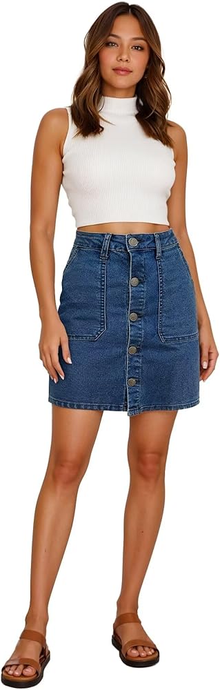 Lexi Womens Super Comfy Stretch Denim Skirt