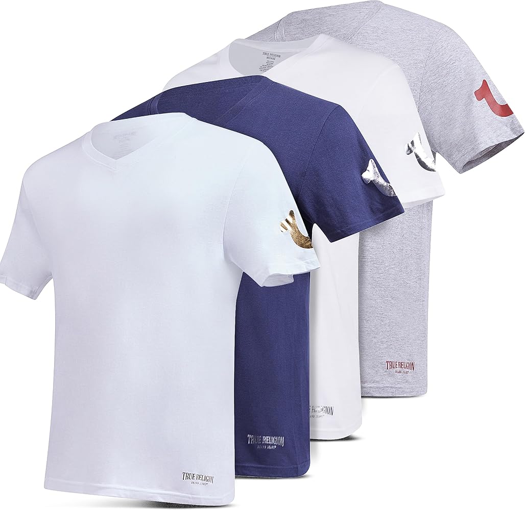True Religion Mens Undershirts 4 Pack Mens Lightweight Mens Undershirt, 100% Cotton