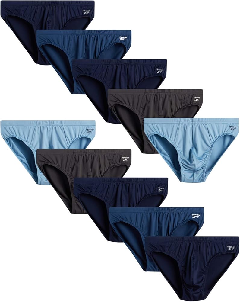 Reebok Men's Underwear - 10 Pack Ultra Soft Stretch Performance Low Rise Mens Briefs - Quick Dry Mens Underwear Briefs (S-XL)