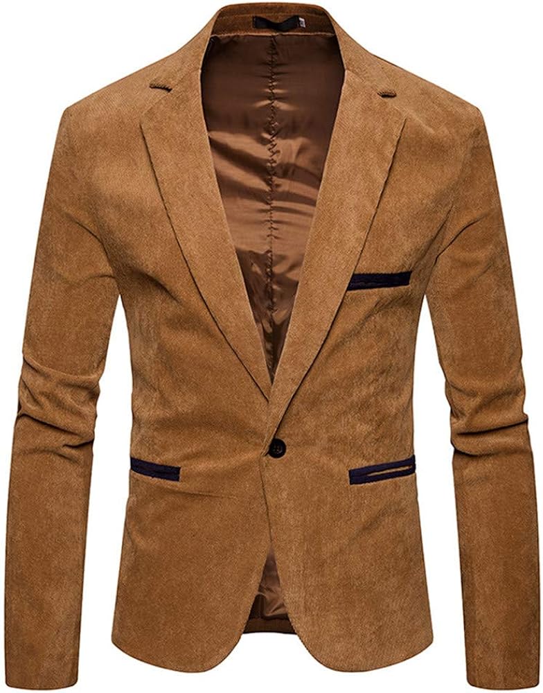Men's Suits Men's Corduroy Casual Suit Blazer Jackets Lightweight Sports Coats One Button Blazer Business Suit Jacket