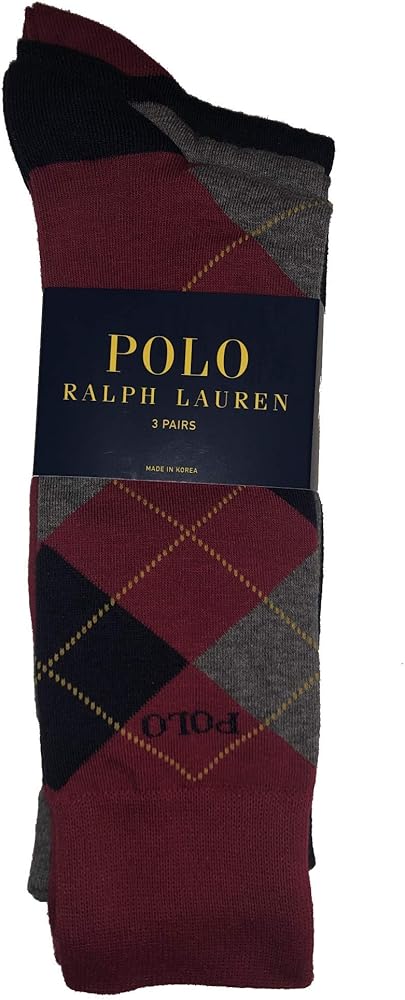 Polo Ralph Lauren Men's 3 Pair Socks Argyle/Solid Multi, 10-13/6-12.5 (Shoe Size)