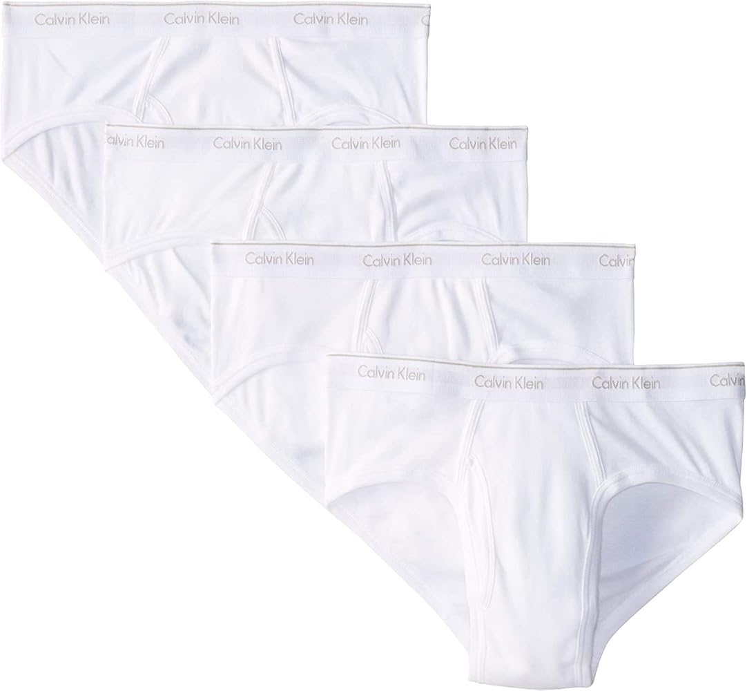 Calvin Klein Men`s Classic Fit Hip Briefs 4 Pack (W(NP2173-100)/G, X-Large)