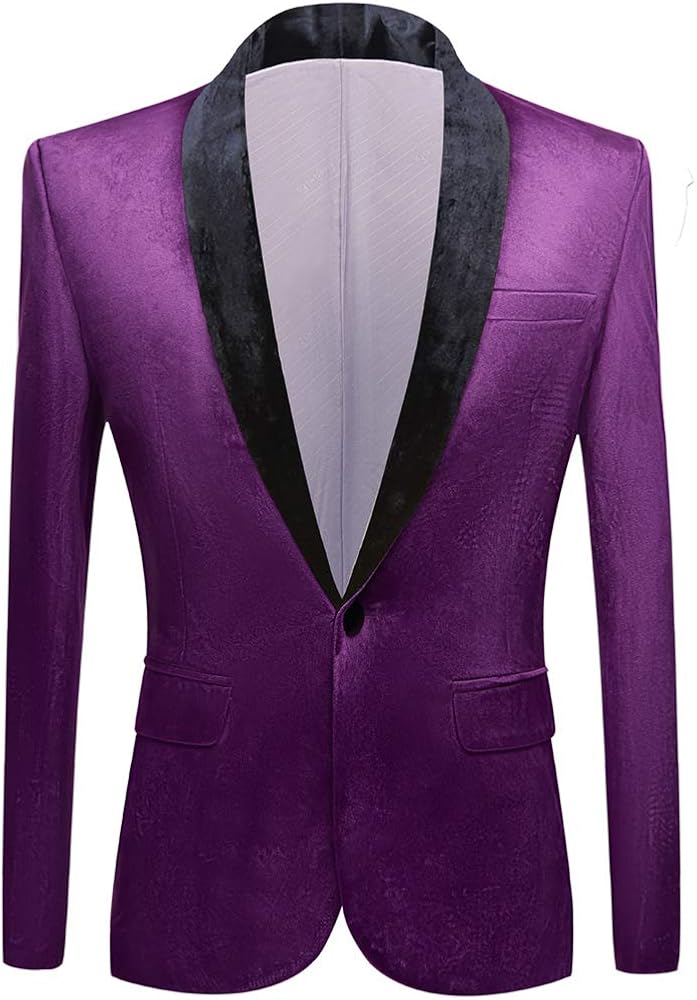 Mens Fashion Velvet Suit Jacket Slim Fit Blazers
