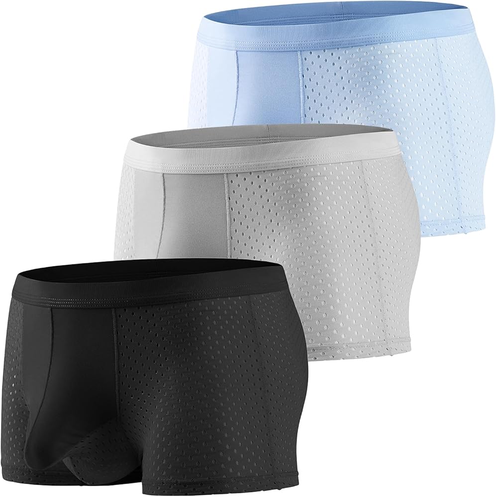 Evankin Men Mesh Ice Silk Underwear with Bulge Pouch Breathable Cool Boxer Briefs Ultra-thin panties