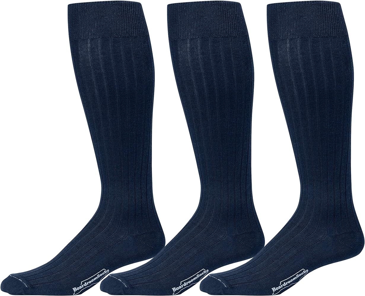 Pima Cotton Dress Socks for Men – Knee High Men's Dress Socks – Classic Over the Calf Dress Socks by Boardroom Socks