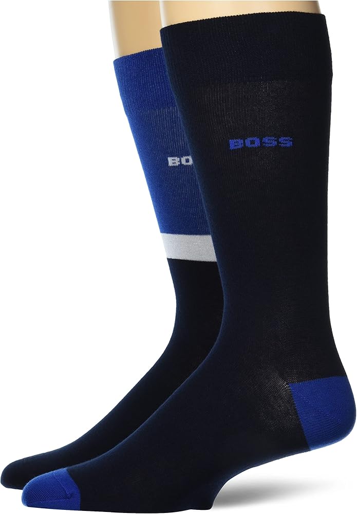 BOSS Men's 2 Pack Cotton Blend Block Color Socks