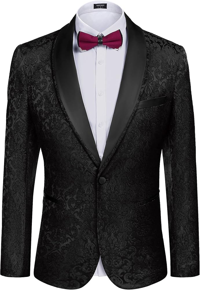 COOFANDY Men's Floral Tuxedo Suit Jacket Slim Fit Dinner Jacket Party Prom Wedding Blazer Jackets