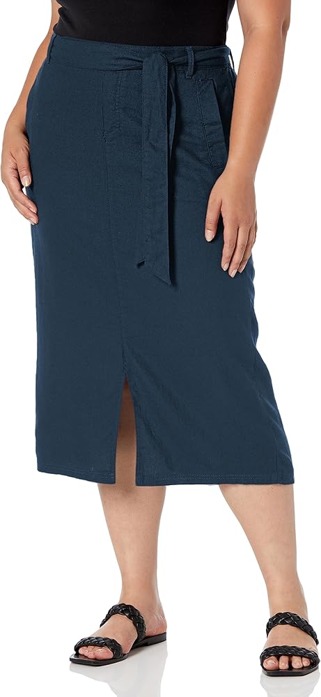 EVANS Women's Plus Size Skirt Linen Visc
