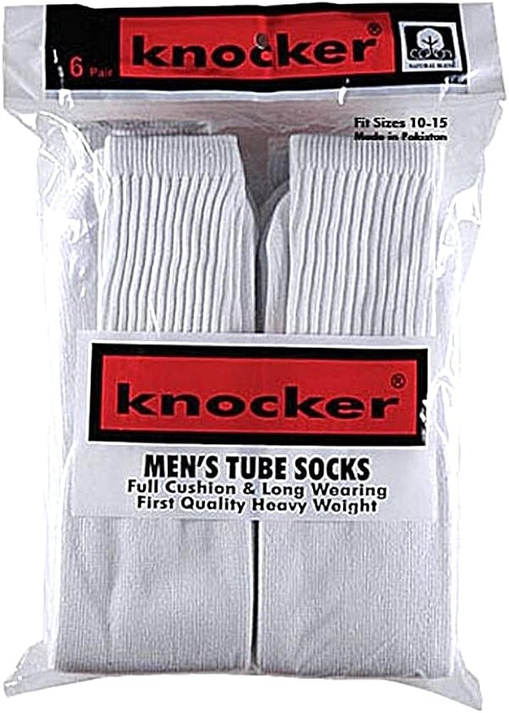 6 Pair Knocker Tube Socks Mens Full Cushion First Quality Athletic Long 10-15