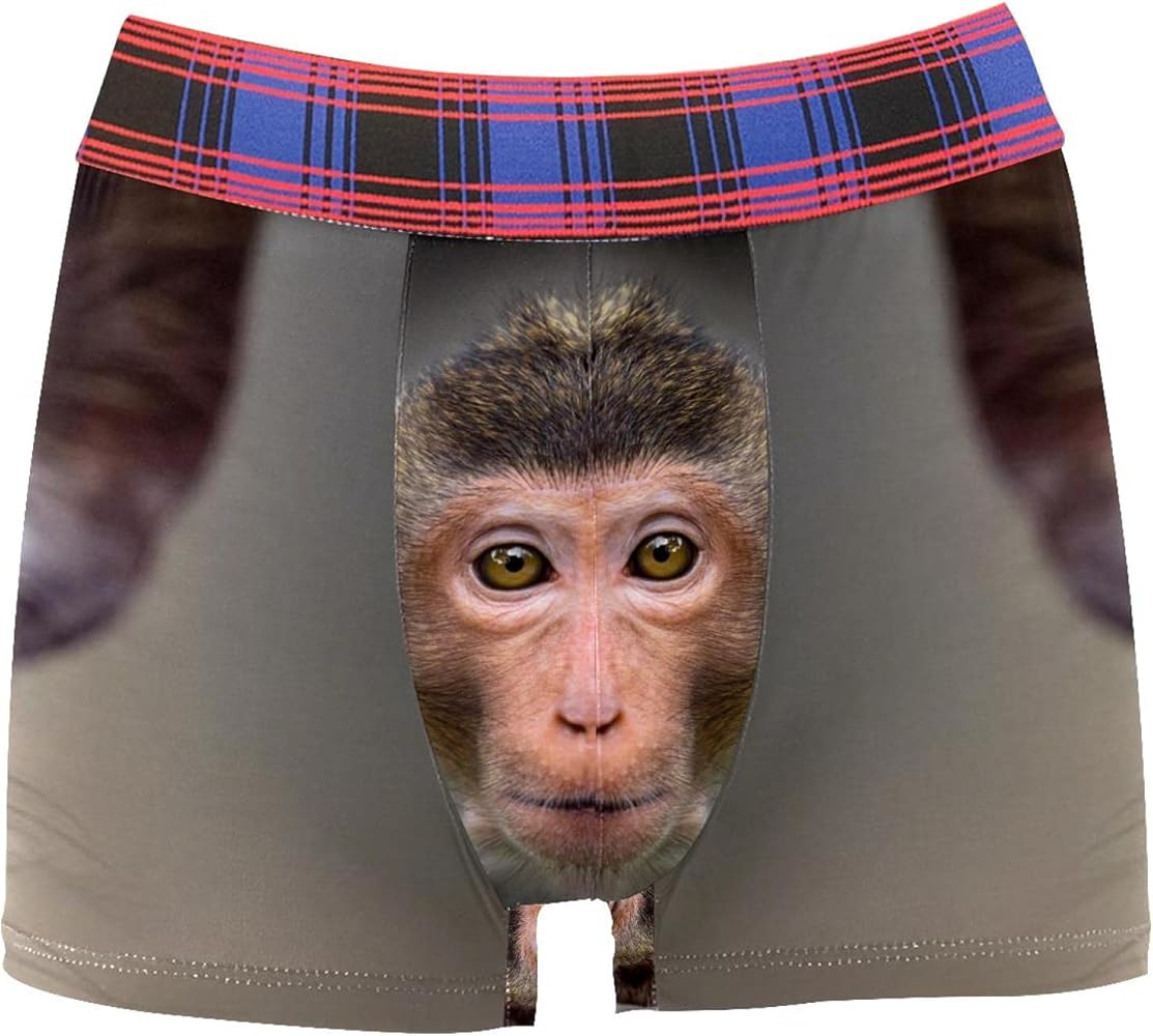 Boxer Briefs India Monkey Bonnet Macaque Face Men Underwear Short Leg Polyester Spandex