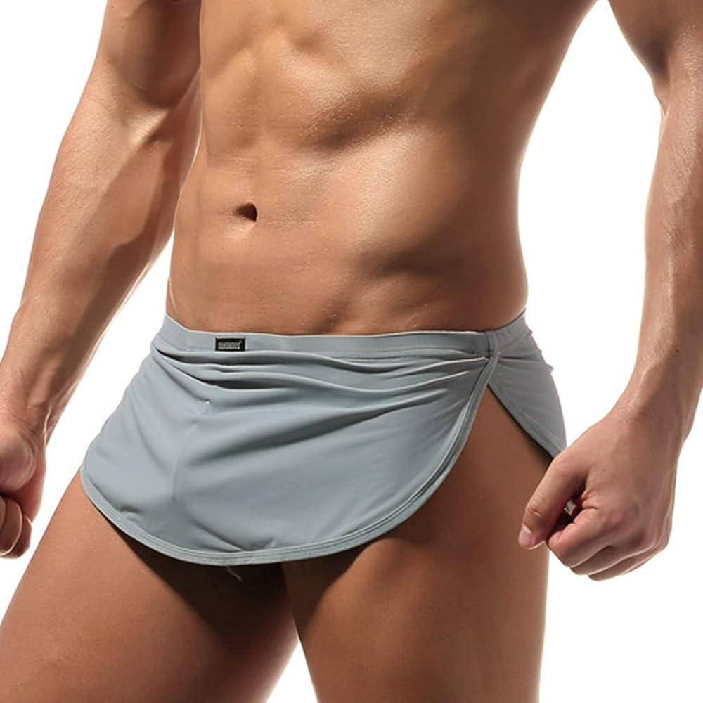 Mens Underwear Boxer Briefs Men's Underwear Boxer Briefs Moisture-Wicking Side Slit Low Rise Breathable Underpants Grey