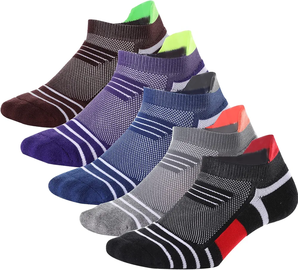 Kodal Copper Cushioned Athletic Ankle Socks, Low Cut Training Socks, Odor Free, Moisture Wicking, Arch Compression (5 Pairs)