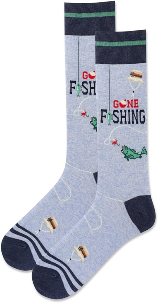Hot Sox Men's Fun Fishing and Outdoors Crew Socks-1 Pair Pack-Cool & Funny Gifts