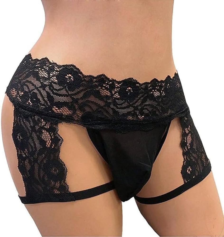 Mens Lace Panties Sexy Underwear Boxer Briefs Pouch Underwear Lingerie for Men Bikini Briefs Sissy Pouch Crossdress Panties