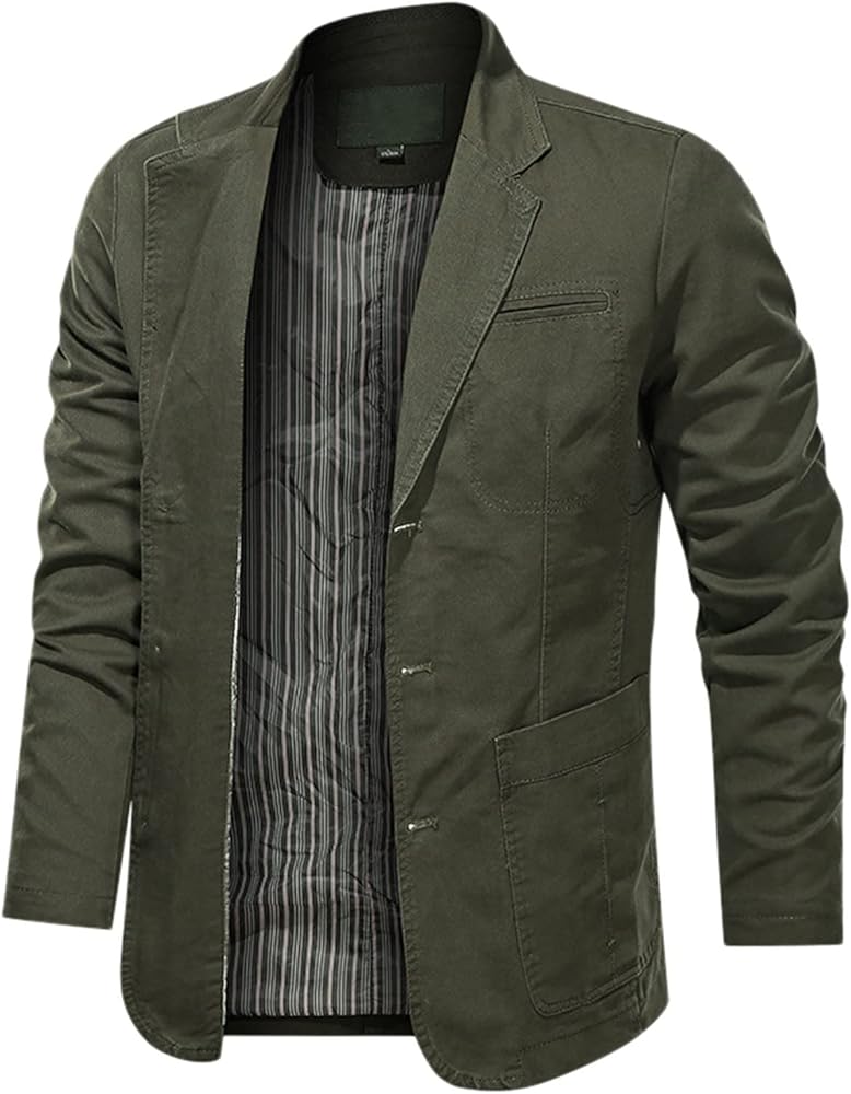 Men's Suits & Sport Coats Cotton Button Down Suit Coat Cardigan Solid Color Casual Blazer Sport Coat Top Blouse