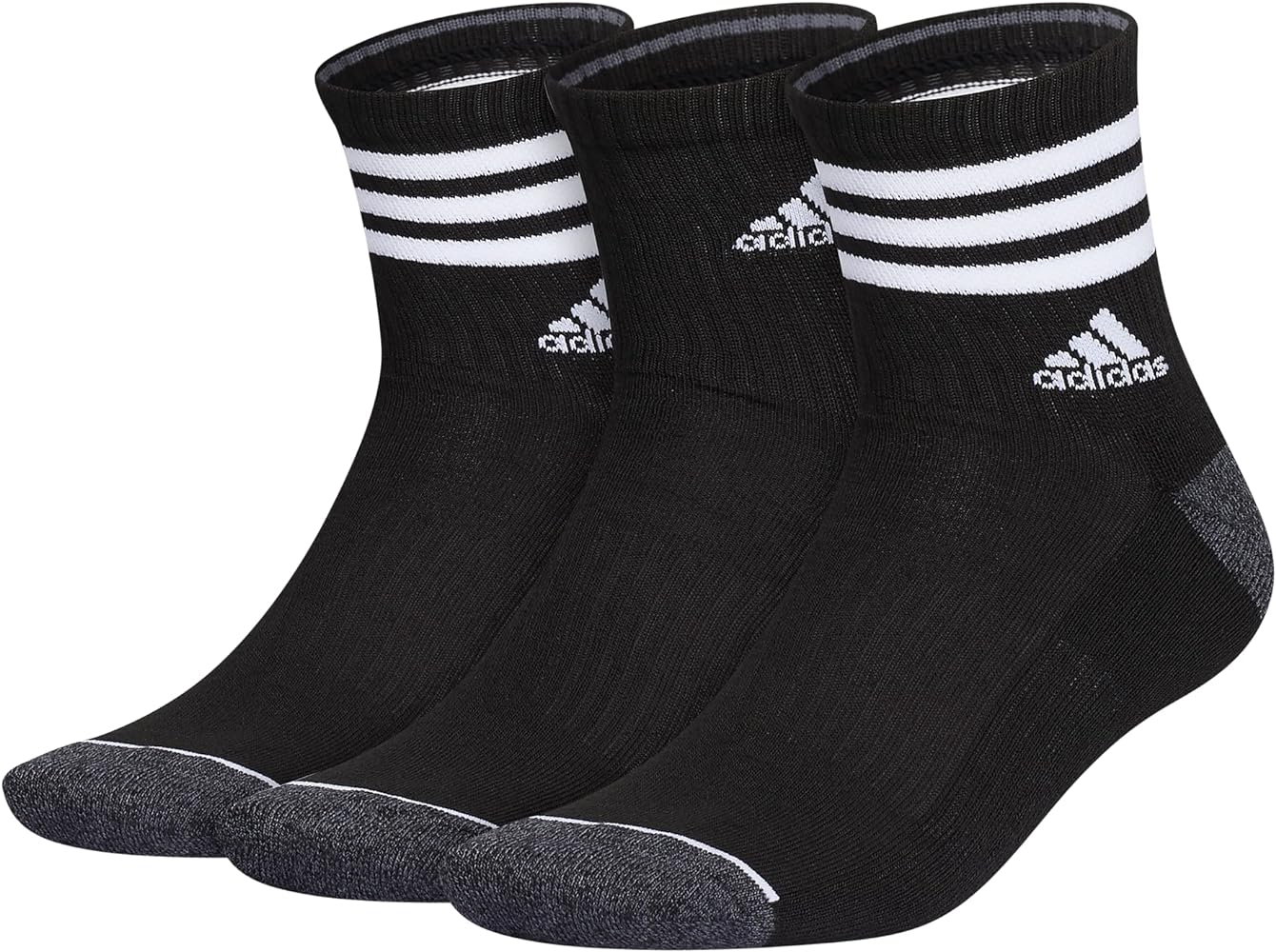 adidas Men's 3-stripe High Quarter Socks with Arch Compression (3-pair)