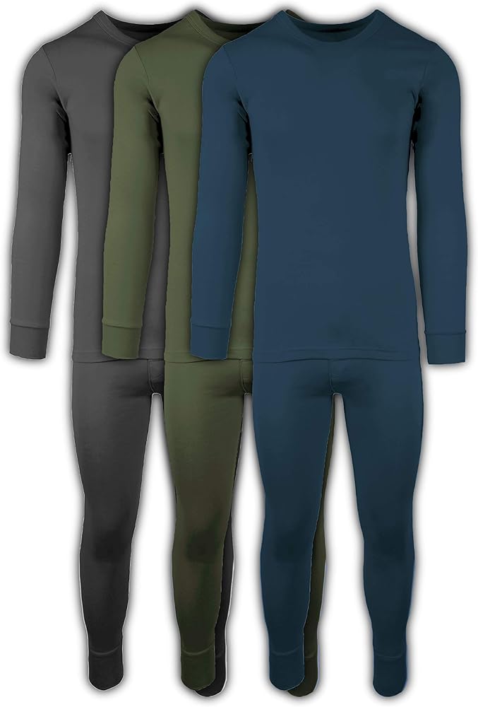 Andrew Scott Mens 2 Piece & 6 Piece Base Layer Long Sleeve + Long Pant Thermal Underwear Set (1 & 3 Pack Mix Match Options)