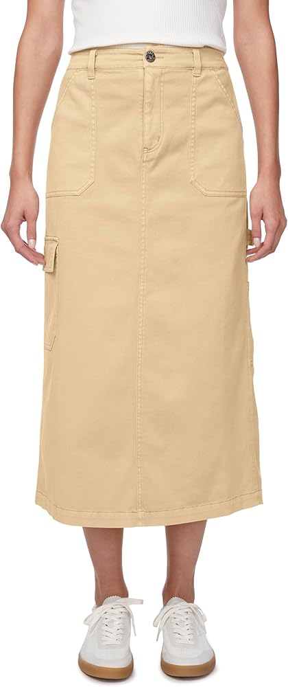Buffalo David Bitton Women's Matilde Mid Rise Twill Maxi Cargo Skirt