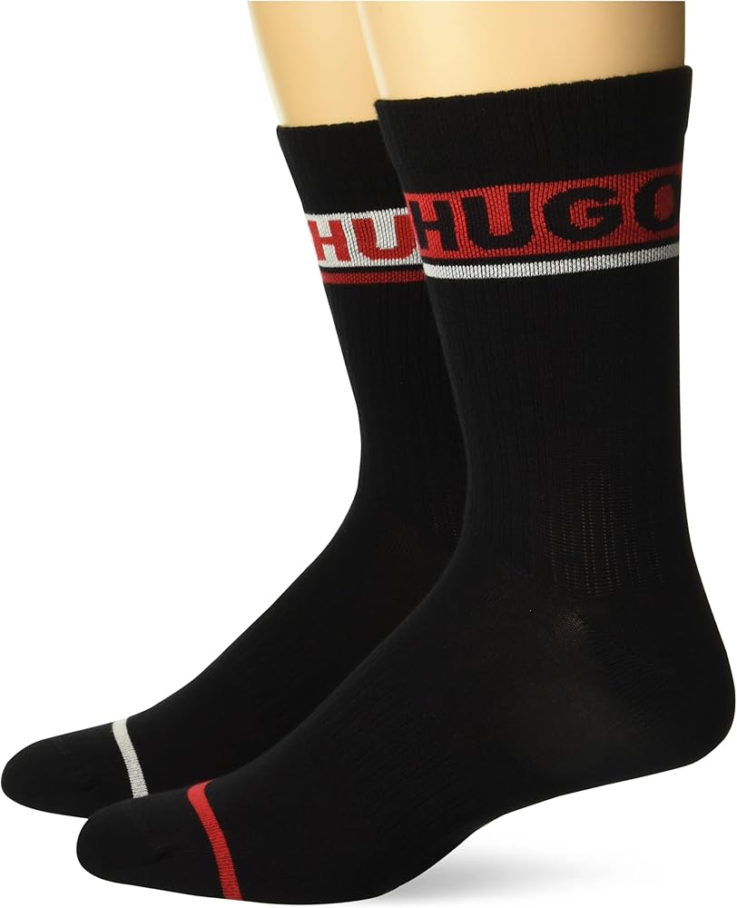 HUGO Men's Two Pack Sporty Logo Ribbed Sock Gift Set
