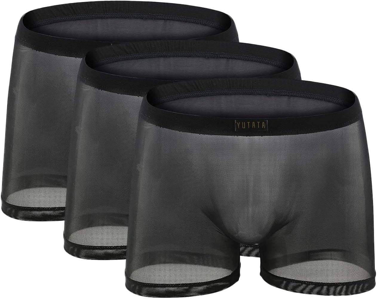 Men's See Through Shorts Transparent Boxer Briefs Mesh Breathable Underwear