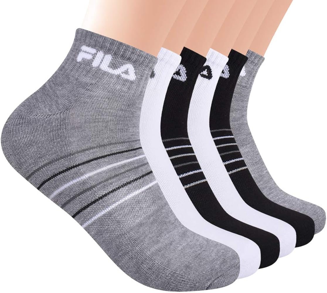 Fila Men's Striped Half Cushion Quarter Socks