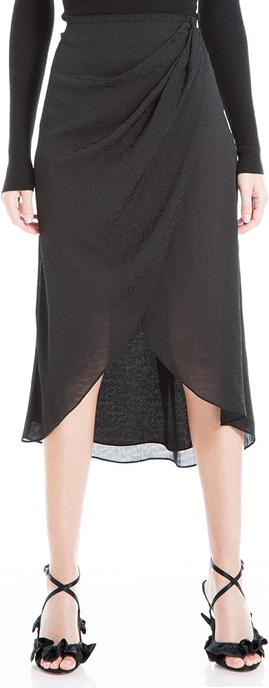 Max Studio Women's Satin Fuax Wrap Skirt